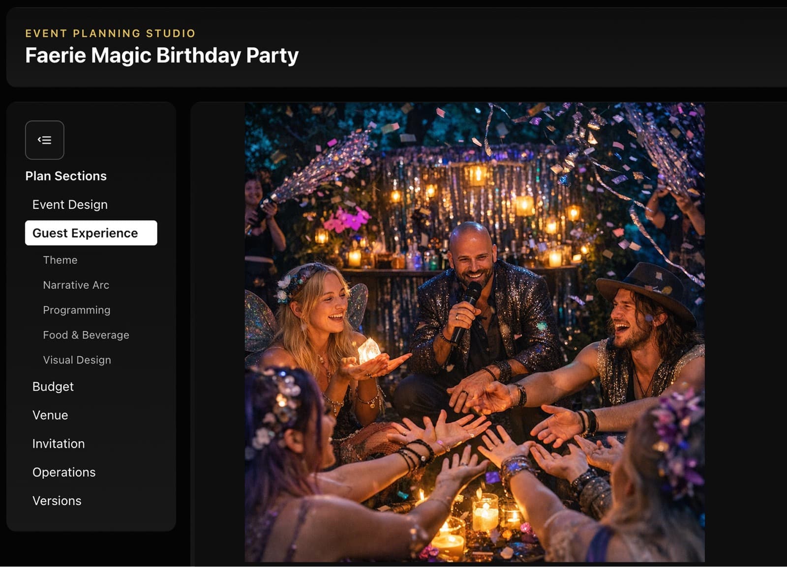 Dream Event planning workspace