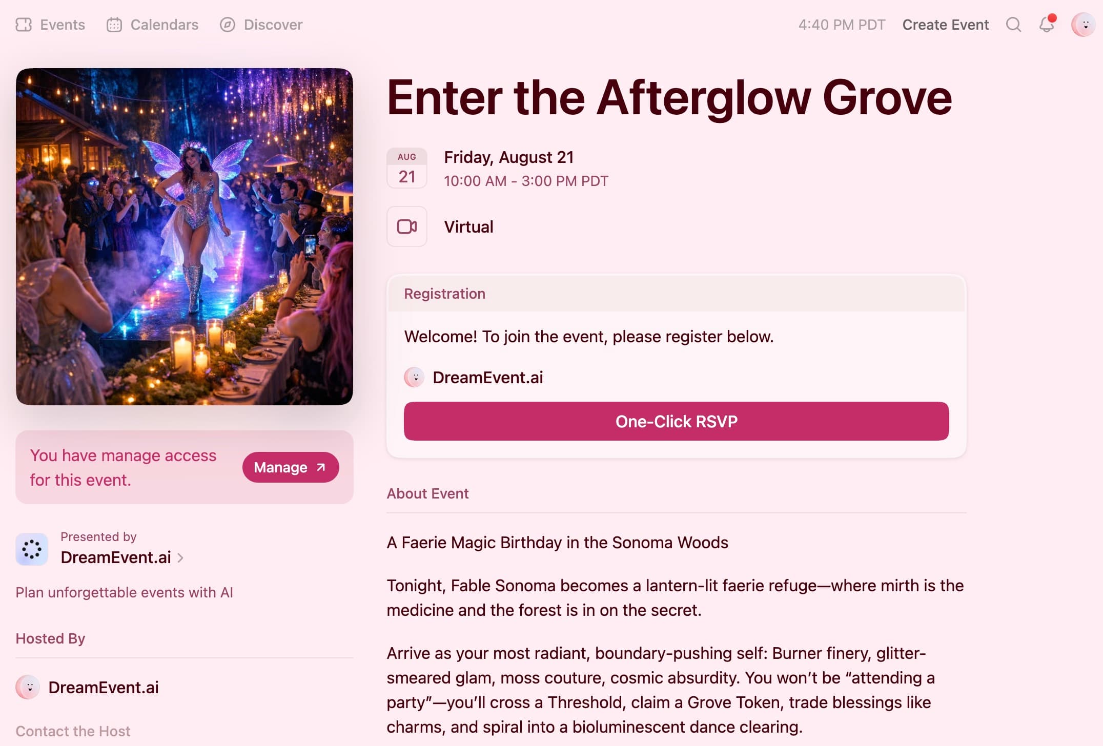 Guest invitation editor with RSVP tracking showing attendee counts and status by guest